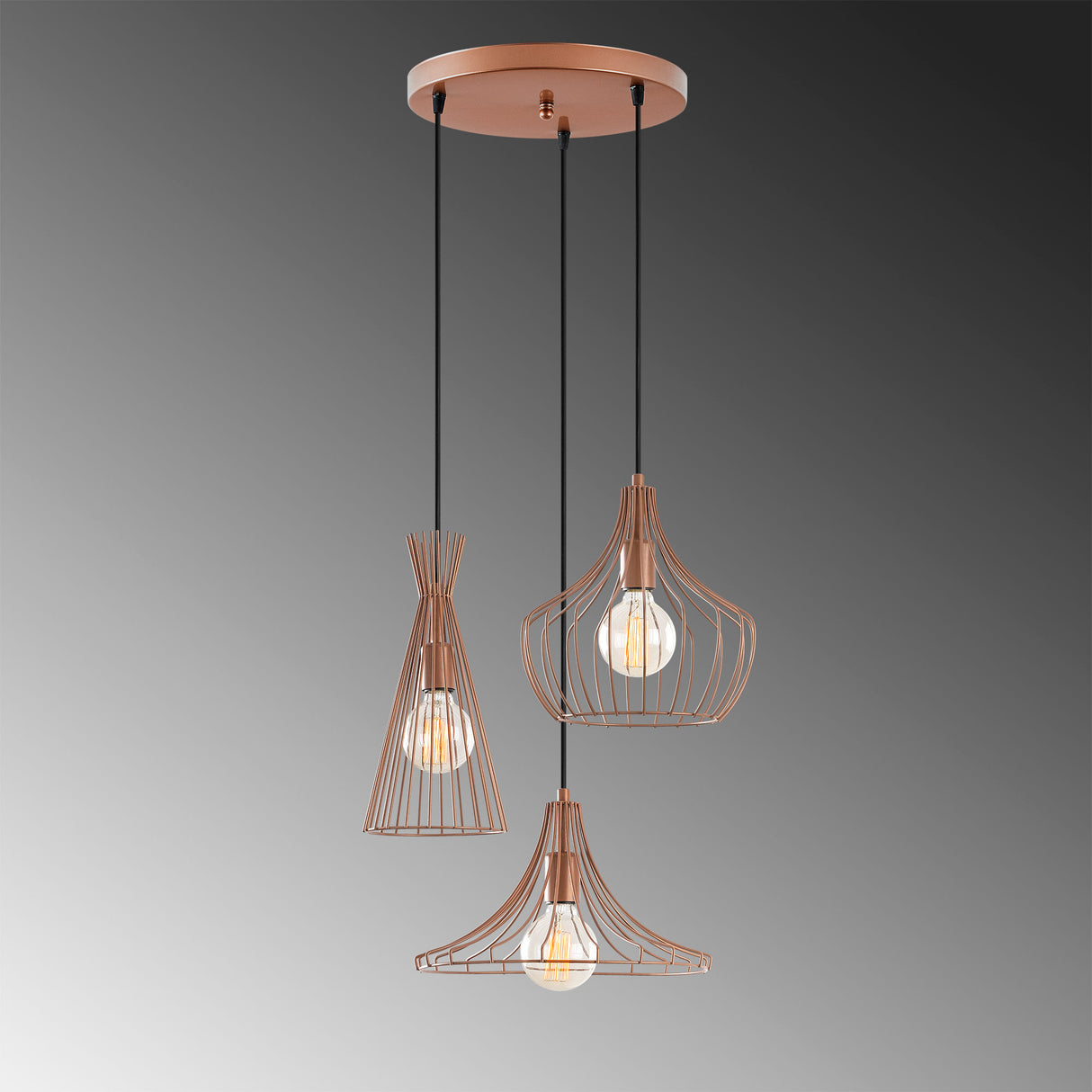Copper-colored Metal Pendant Lamp Evermere 