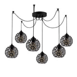 Pendant light 6-light Black Metal Quartz 