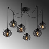 Pendant light 6-light Black Metal Quartz 