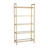 Modern chic Veneto bookcase gold metal glass 80x165x30 cm