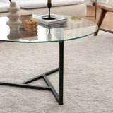 Round Glass Coffee Table 75 cm - Black Metal Frame 
