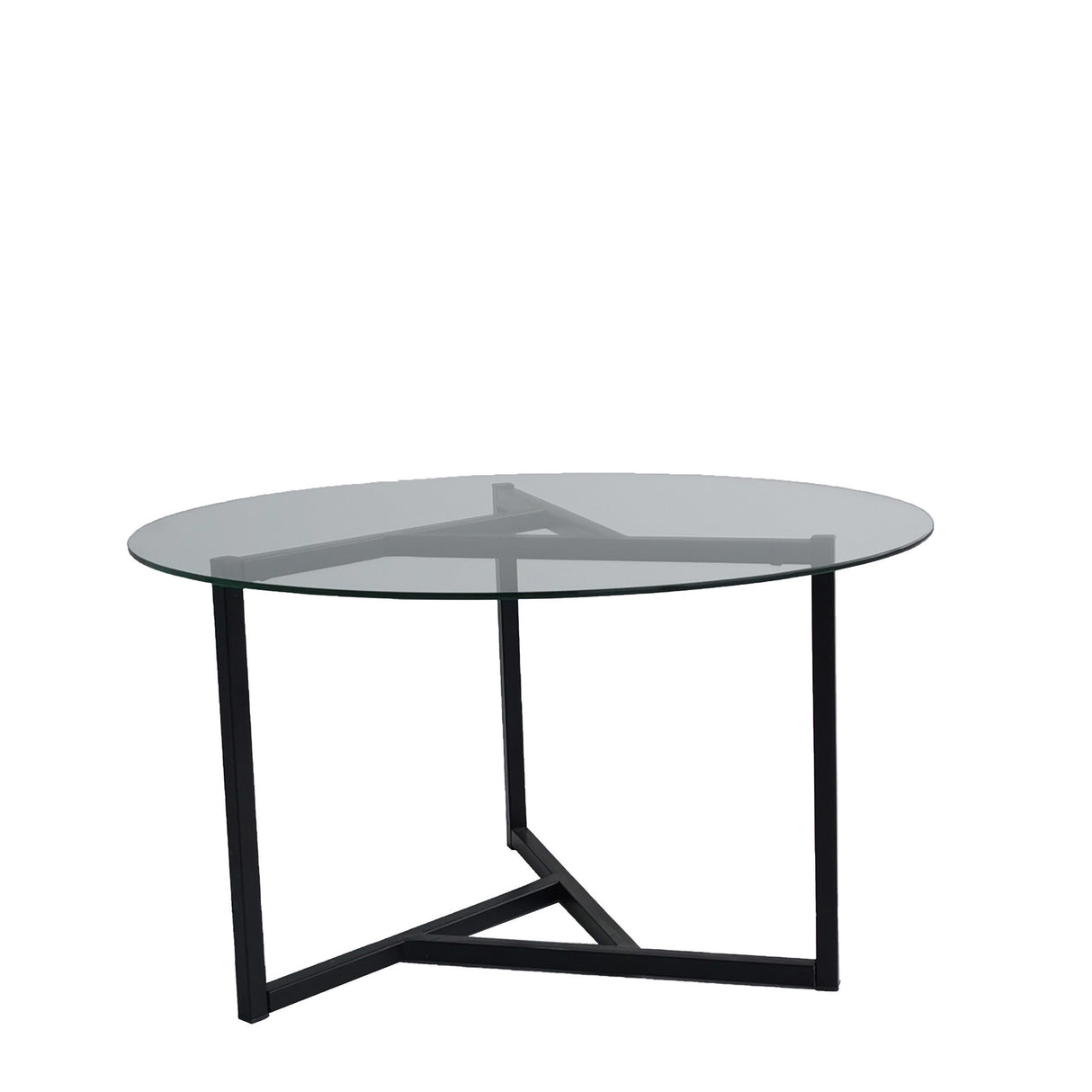 Round Glass Coffee Table 75 cm - Black Metal Frame 