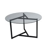 Round Glass Coffee Table 75 cm - Black Metal Frame 
