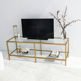 TV Meubels - TV Meubel Basic Gold Goud Glas 130x45x40 cm - Dimehouse