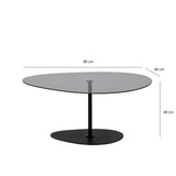 Salontafels - Organische Design Salontafel Getint Glas Torpo - Zwart Metalen Frame - Dimehouse