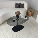 Salontafels - Organische Design Salontafel Getint Glas Torpo - Zwart Metalen Frame - Dimehouse