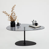 Salontafels - Organische Design Salontafel Getint Glas Torpo - Zwart Metalen Frame - Dimehouse