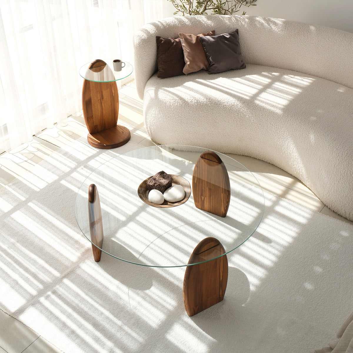 Design Coffee Table Round 90 cm Sunf - Wooden base – Dimehouse