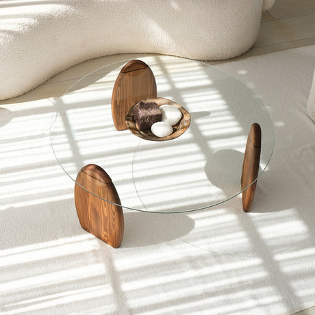 Design Coffee Table Round 90 cm Sunf - Wooden base 