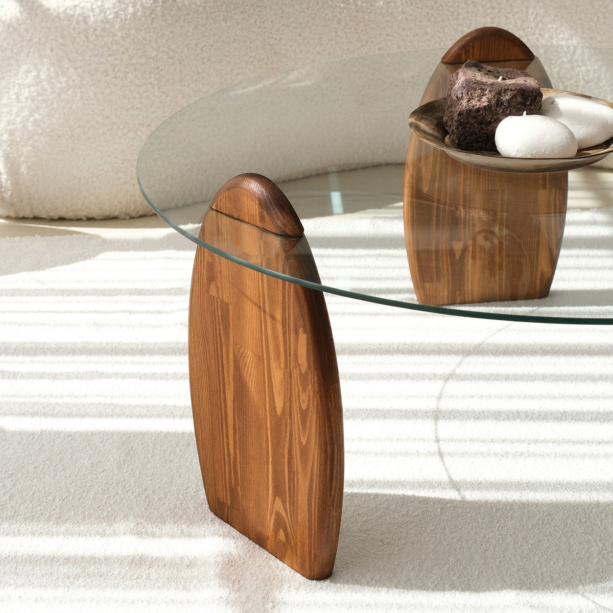 Design Coffee Table Round 90 cm Sunf - Wooden base – Dimehouse