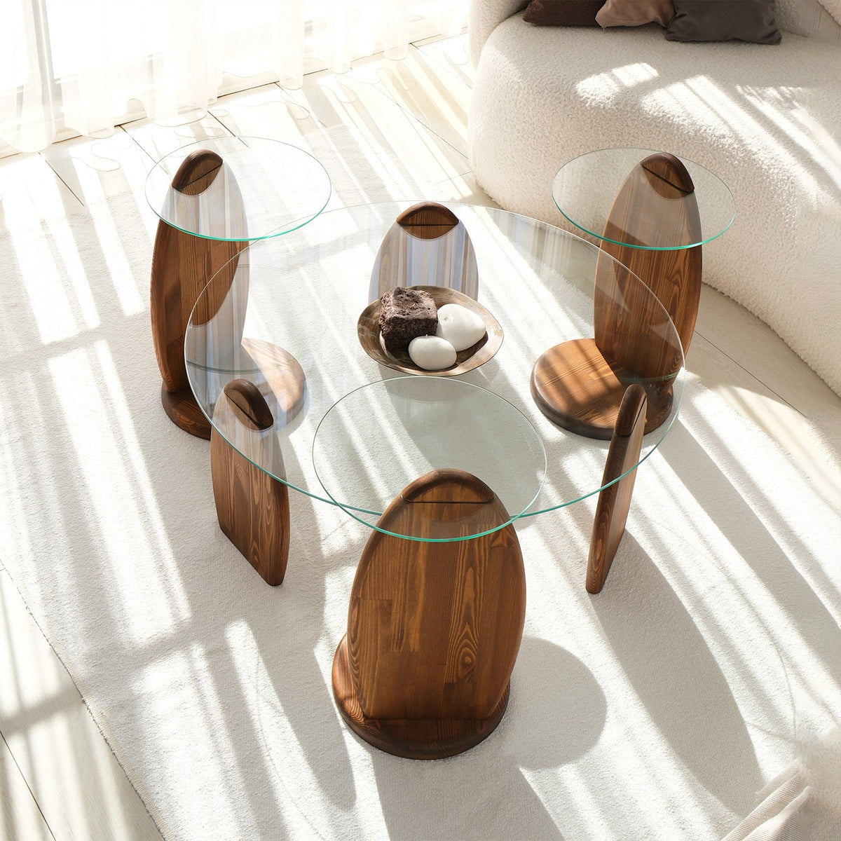 Design Coffee Table Round 90 cm Sunf - Wooden base – Dimehouse