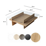 Coffee Tables - Coffee Table Square Glass Sagu - Sapphire Melamine Base - 90x90 cm - Dimehouse