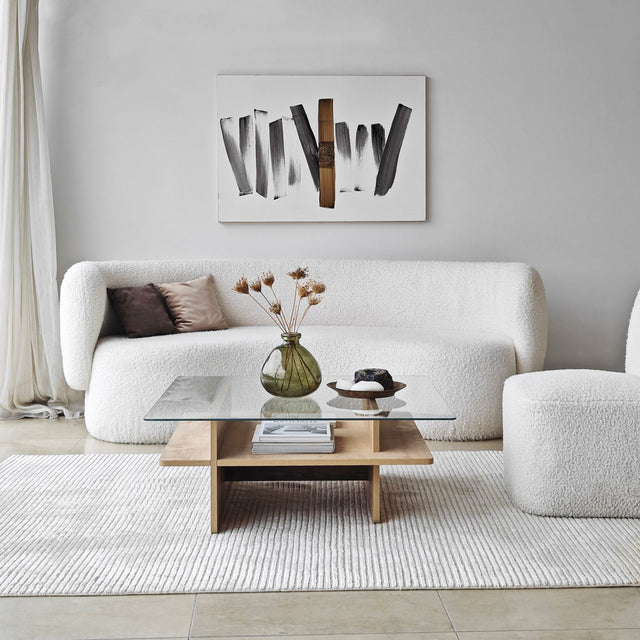 Coffee Tables - Coffee Table Square Glass Sagu - Sapphire Melamine Base - 90x90 cm - Dimehouse