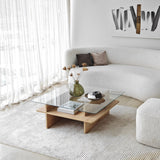 Coffee Tables - Coffee Table Square Glass Sagu - Sapphire Melamine Base - 90x90 cm - Dimehouse