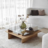 Coffee Tables - Coffee Table Square Glass Sagu - Sapphire Melamine Base - 90x90 cm - Dimehouse