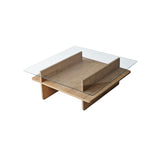 Coffee Tables - Coffee Table Square Glass Sagu - Sapphire Melamine Base - 90x90 cm - Dimehouse