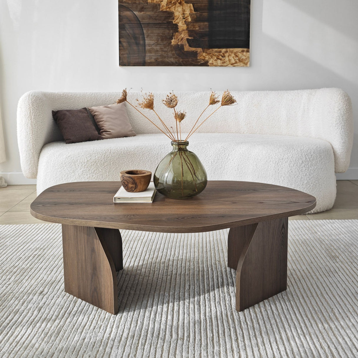 Organic Coffee Table Walnut Melamine Rack - 105x65 cm 