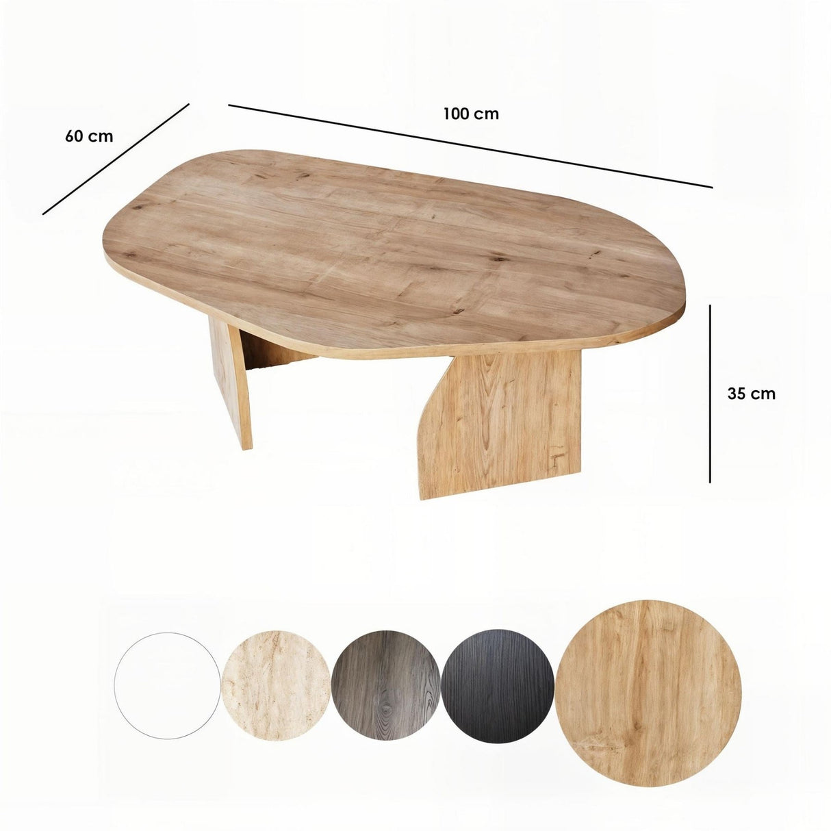 Rock salontafel in sapphire eikenlook ovaal Gemelamineerd houtcomposiet