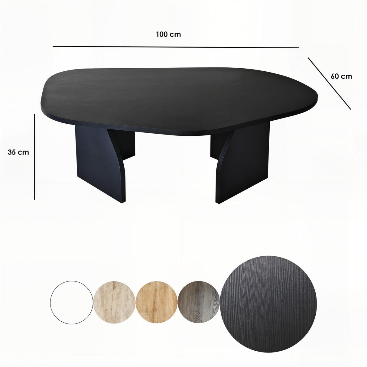 Rock coffee table oval black 100 x 60 cm Melamine coated wood composite