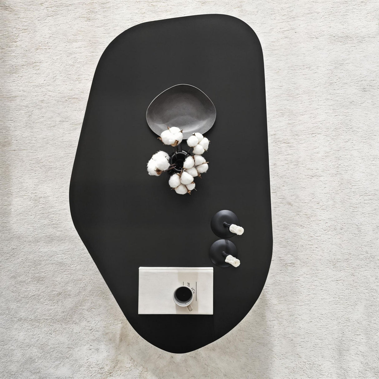 Rock coffee table oval black 100 x 60 cm Melamine coated wood composite