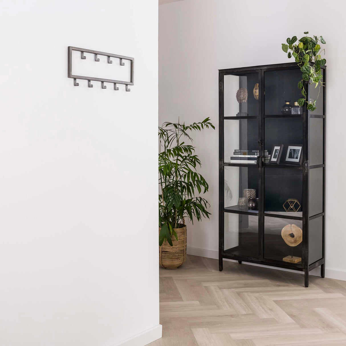 Industrial Coat Rack Milano 9 hooks Brushed Metal silver 