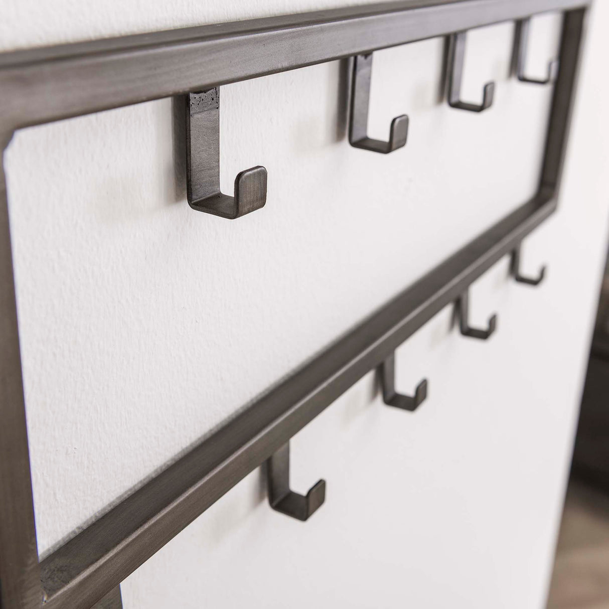 Industrial Coat Rack Milano 9 hooks Brushed Metal silver 