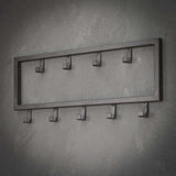 Industrial Coat Rack Milano 9 hooks Brushed Metal silver 