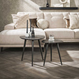 Triangular Coffee Table Set of 2 Conner Ceramic Look Gray