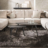 Pebble-shaped Coffee Table Set of 2 Conner Ceramic Look Gray