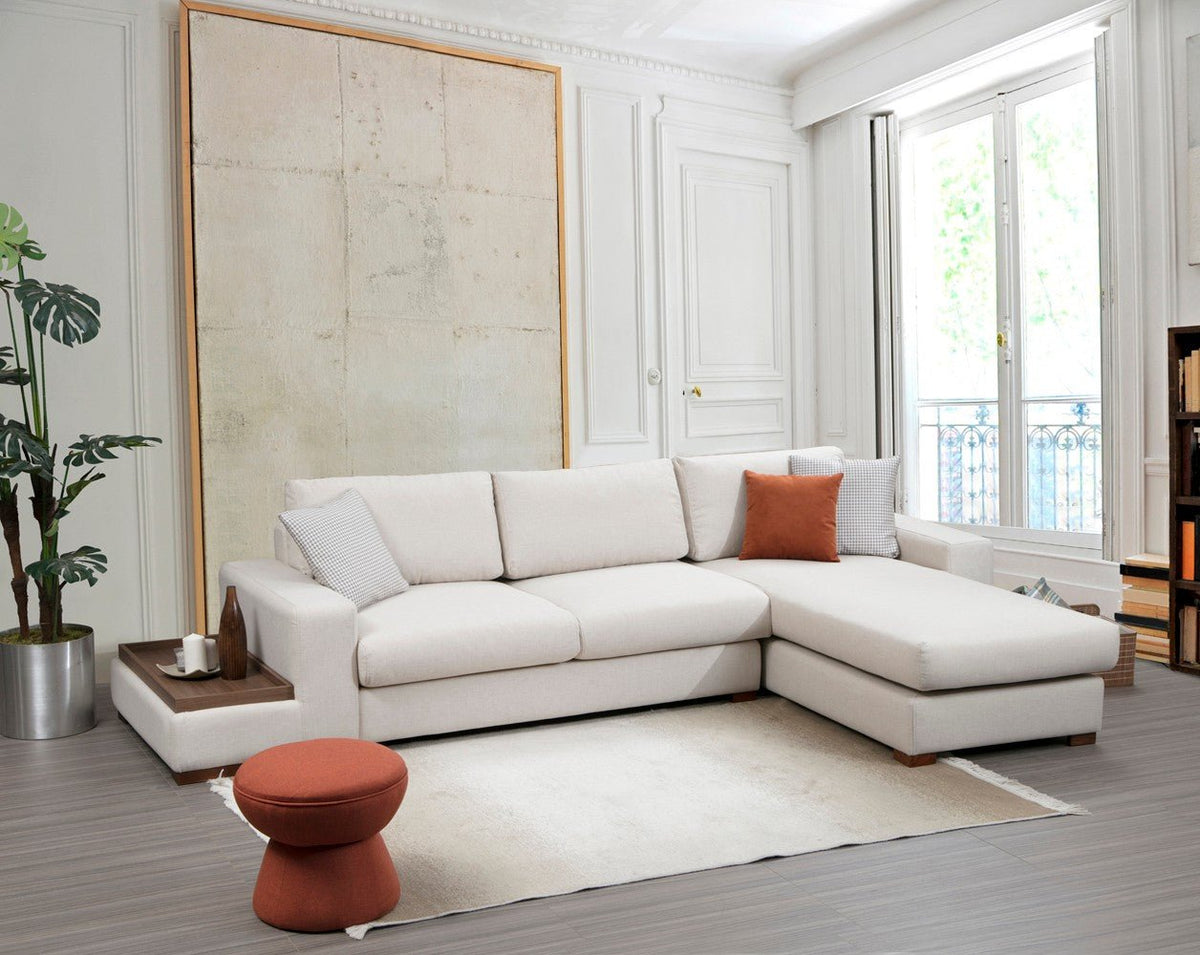 Sofas - Corner Sofa Right Loop Beige - With Table - Dimehouse