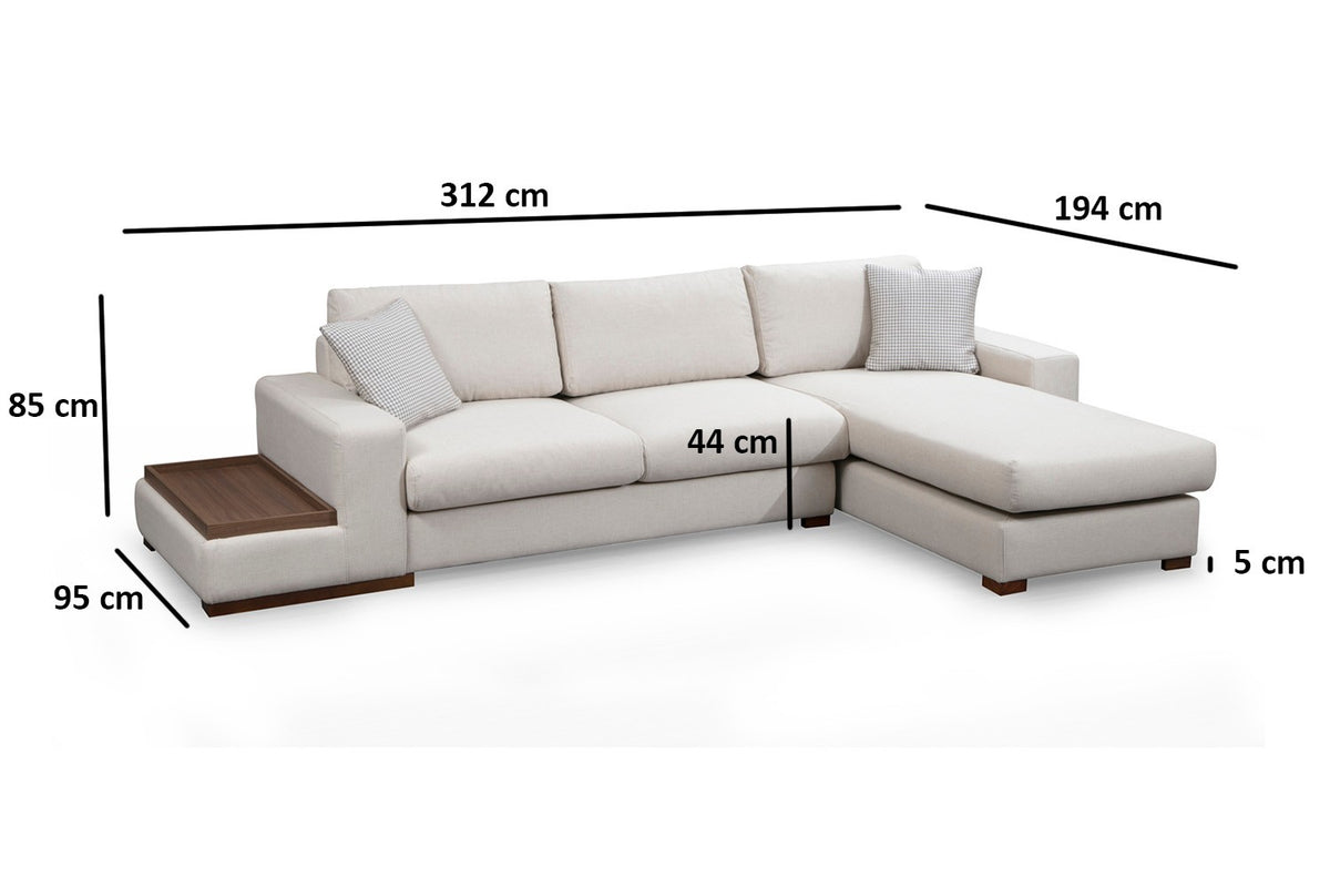 Sofas - Corner Sofa Right Loop Beige - With Table - Dimehouse