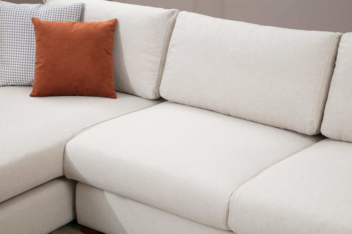Sofas - Corner Sofa Right Loop Beige - With Table - Dimehouse