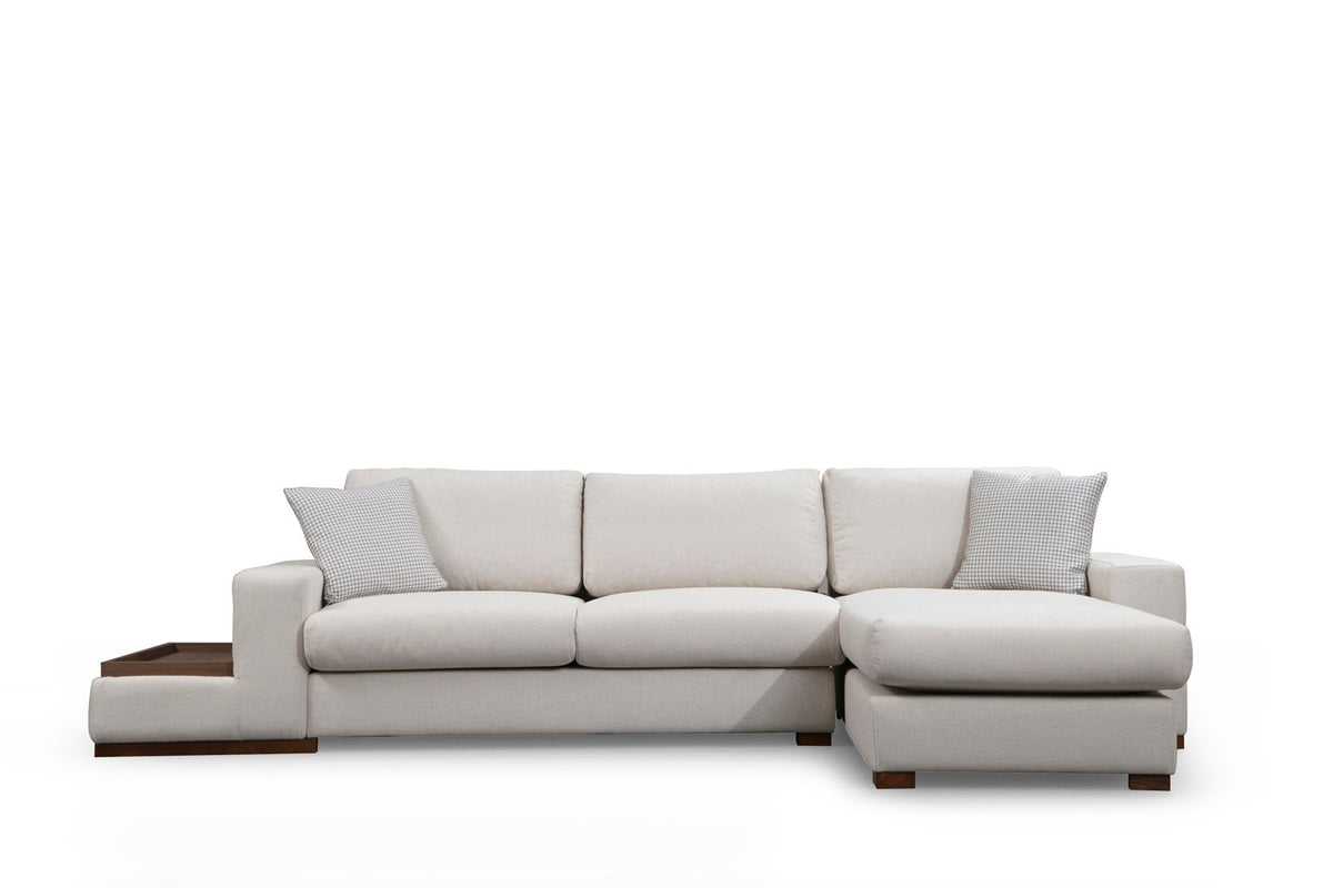 Sofas - Corner Sofa Right Loop Beige - With Table - Dimehouse