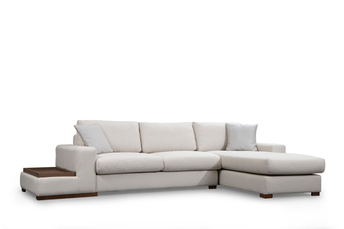 Sofas - Corner Sofa Right Loop Beige - With Table - Dimehouse
