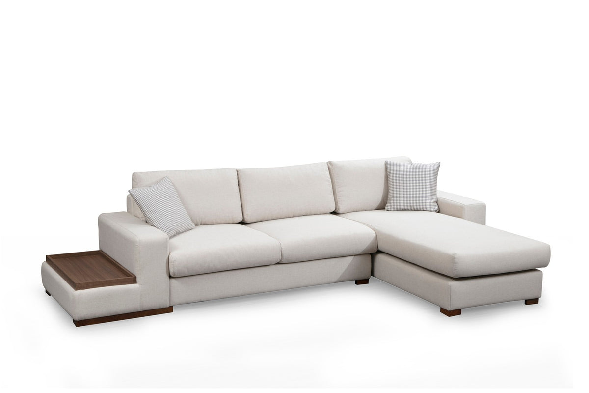 Sofas - Corner Sofa Right Loop Beige - With Table - Dimehouse
