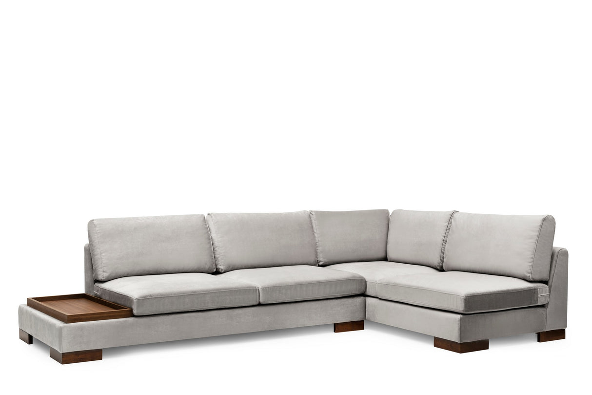 Corner Sofa Right Tulip Light Gray - With Ottoman 