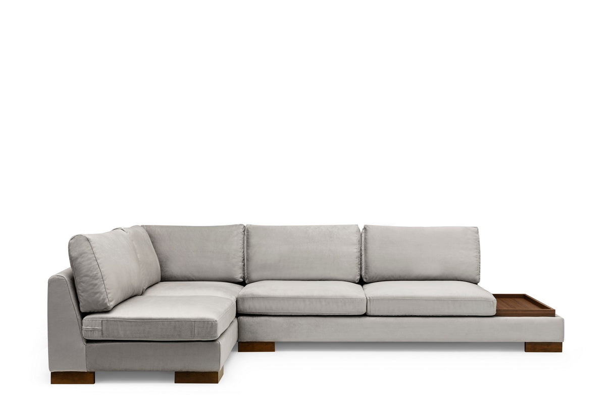Corner Sofa Left Tulip Light Gray - With Ottoman 