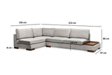Corner Sofa Left Tulip Light Gray - With Ottoman 