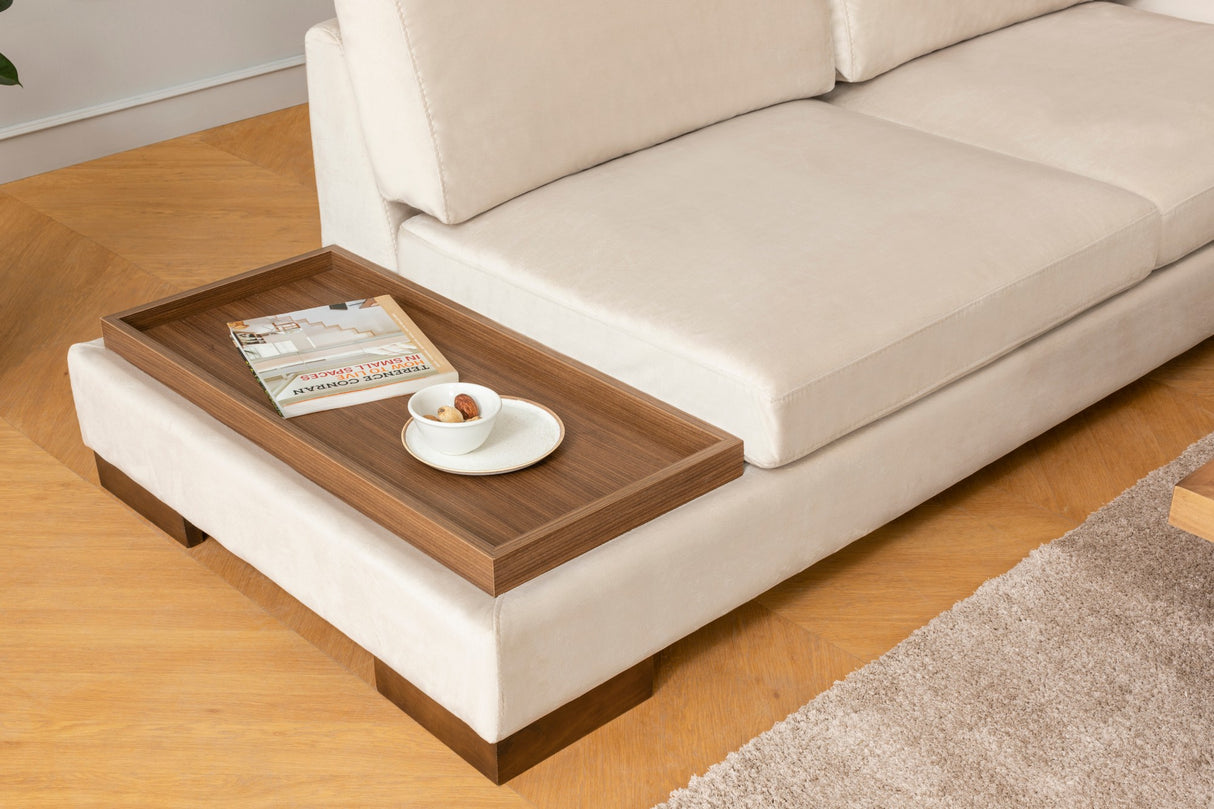 Corner Sofa Right Tulip Beige - With Ottoman 