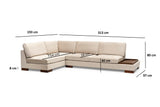 Corner Sofa Left Tulip Beige - With Ottoman 