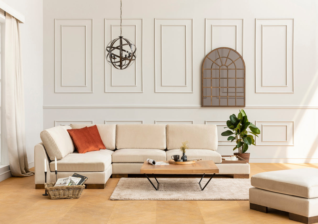 Corner Sofa Left Tulip Beige - With Ottoman 