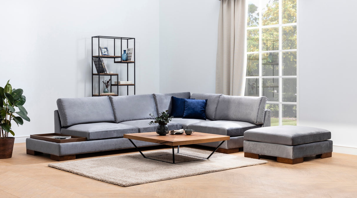 Corner Sofa Right Tulip Dark Gray - With Ottoman 