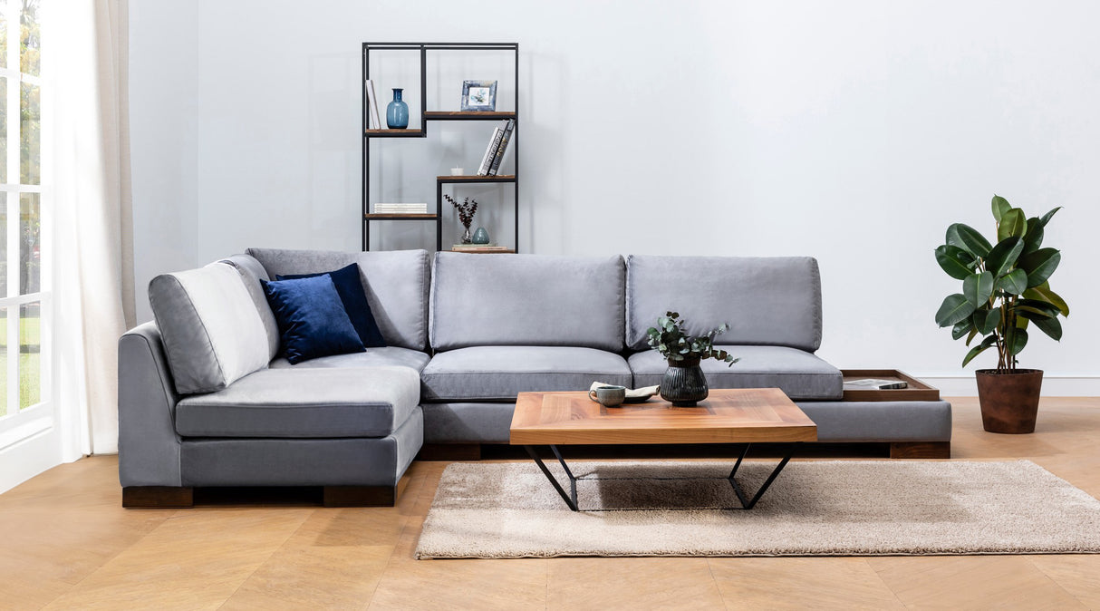 Corner sofa on the left tulip dark gray