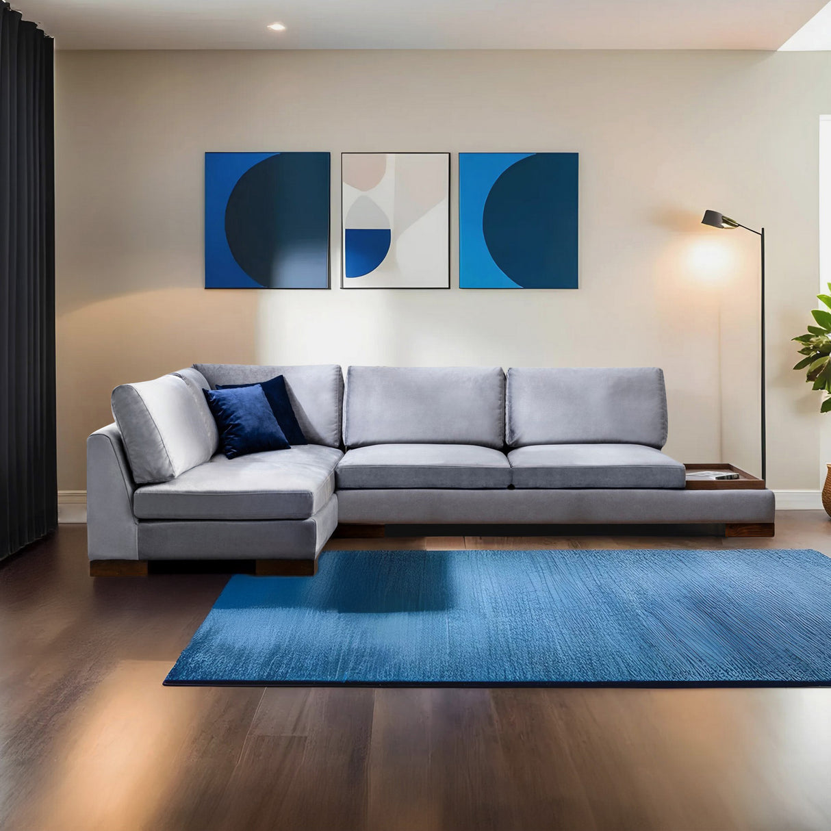 Corner sofa on the left tulip dark gray