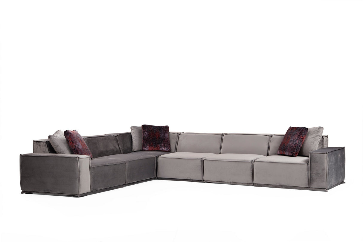 XL Corner Sofa Left Lego Velvet Gray 