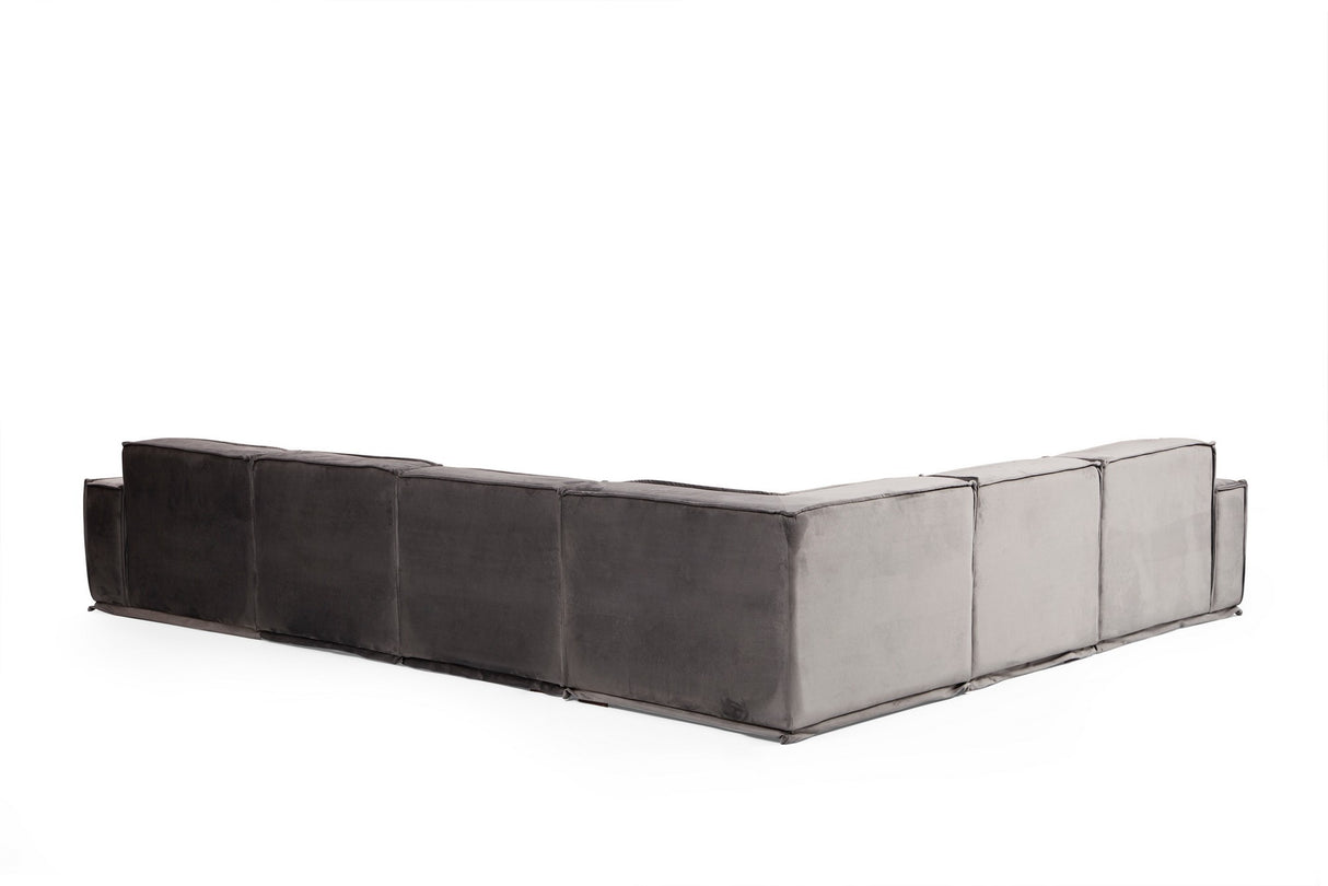 XL Corner Sofa Left Lego Velvet Gray 