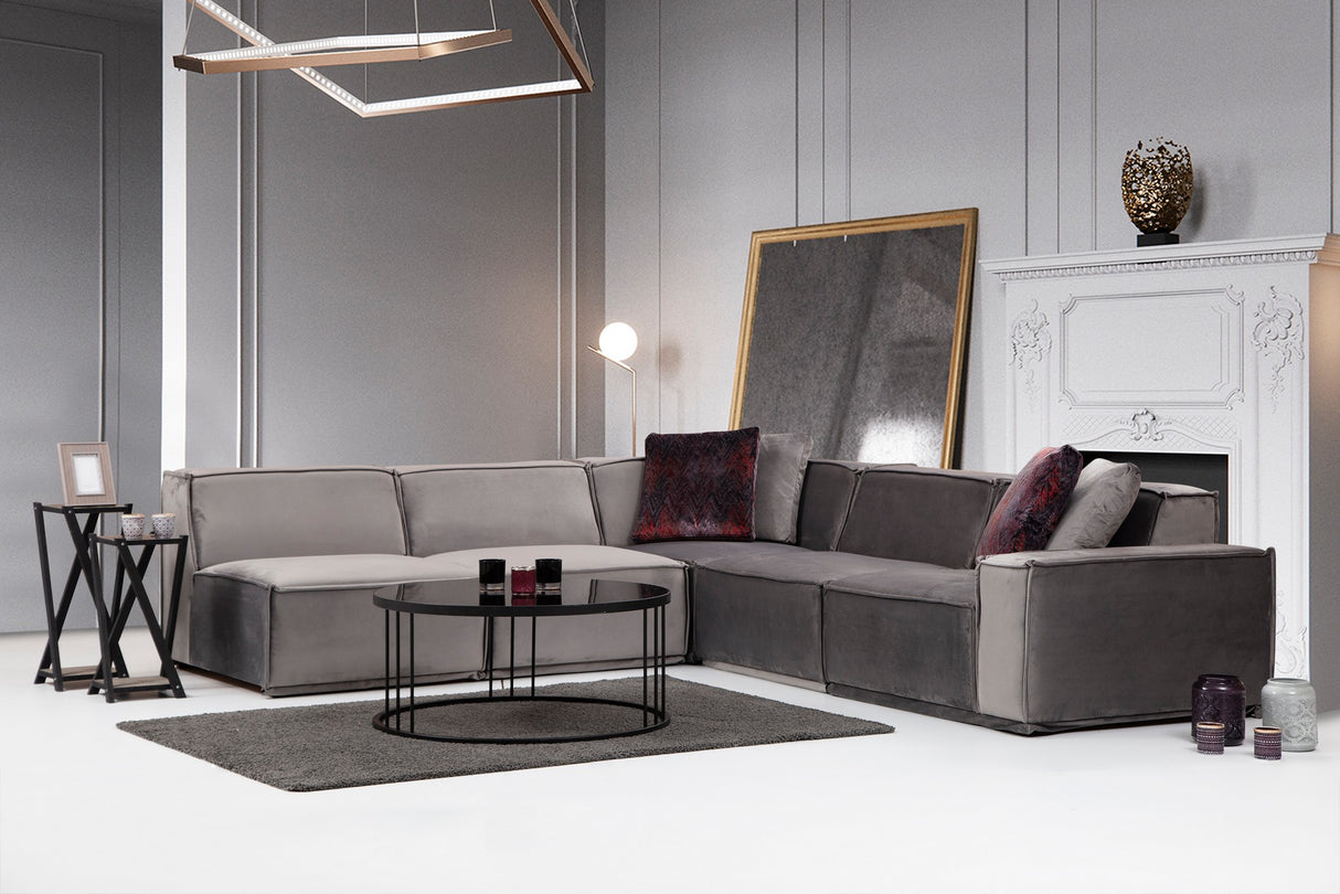 Corner Sofa Left Lego Velvet Gray 