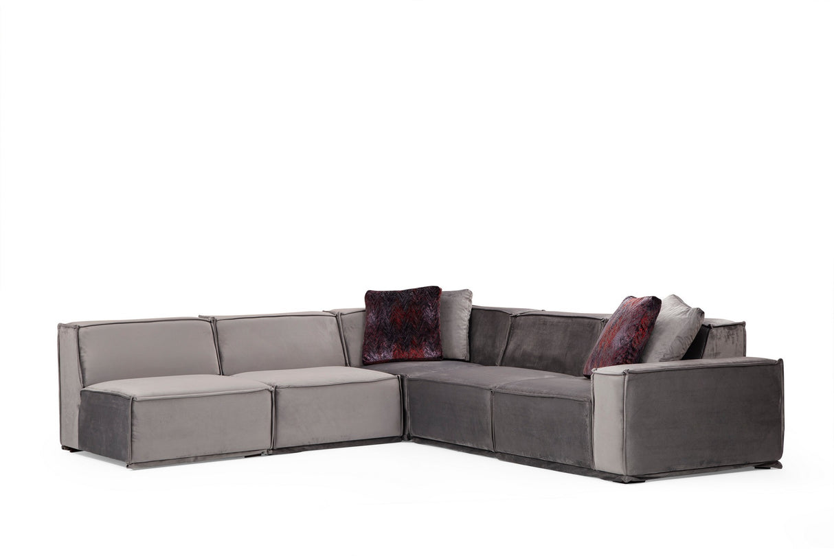 Corner Sofa Left Lego Velvet Gray 