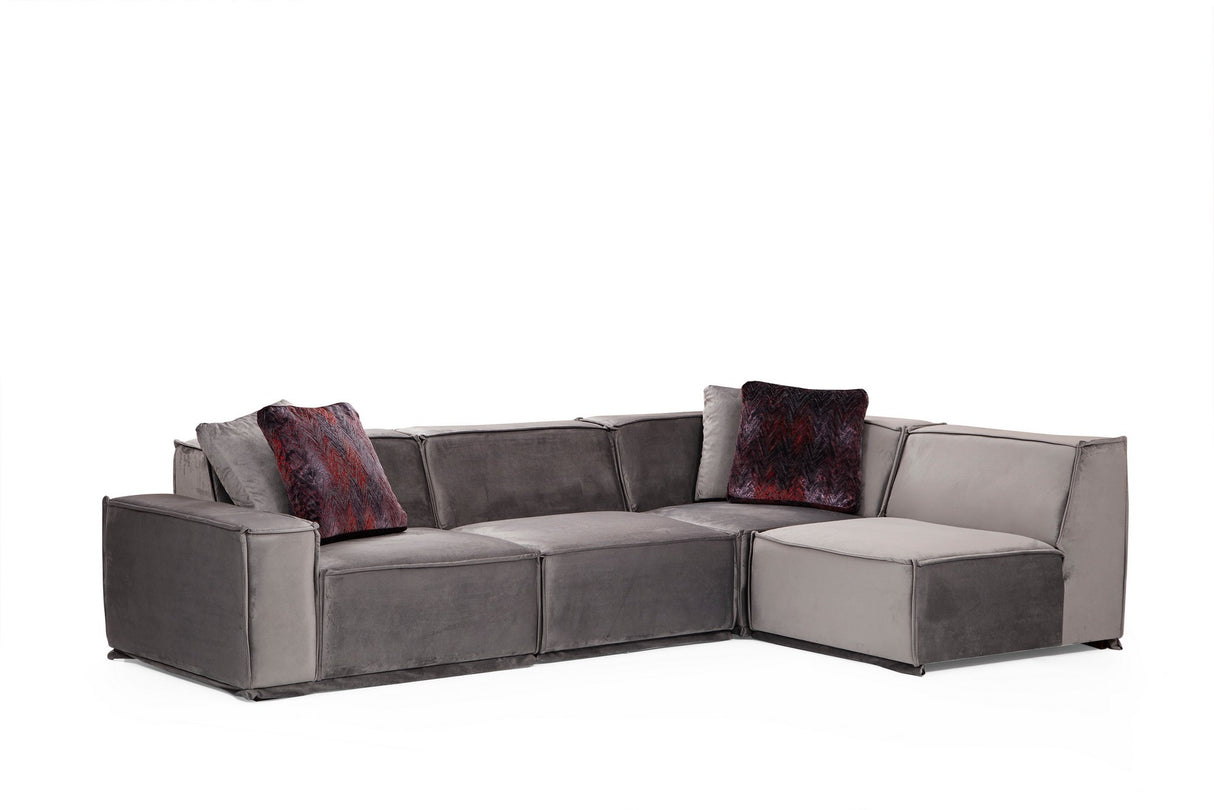 Corner Sofa Right Lego Gray Velvet 