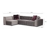 Corner Sofa Left Lego Gray Velvet 